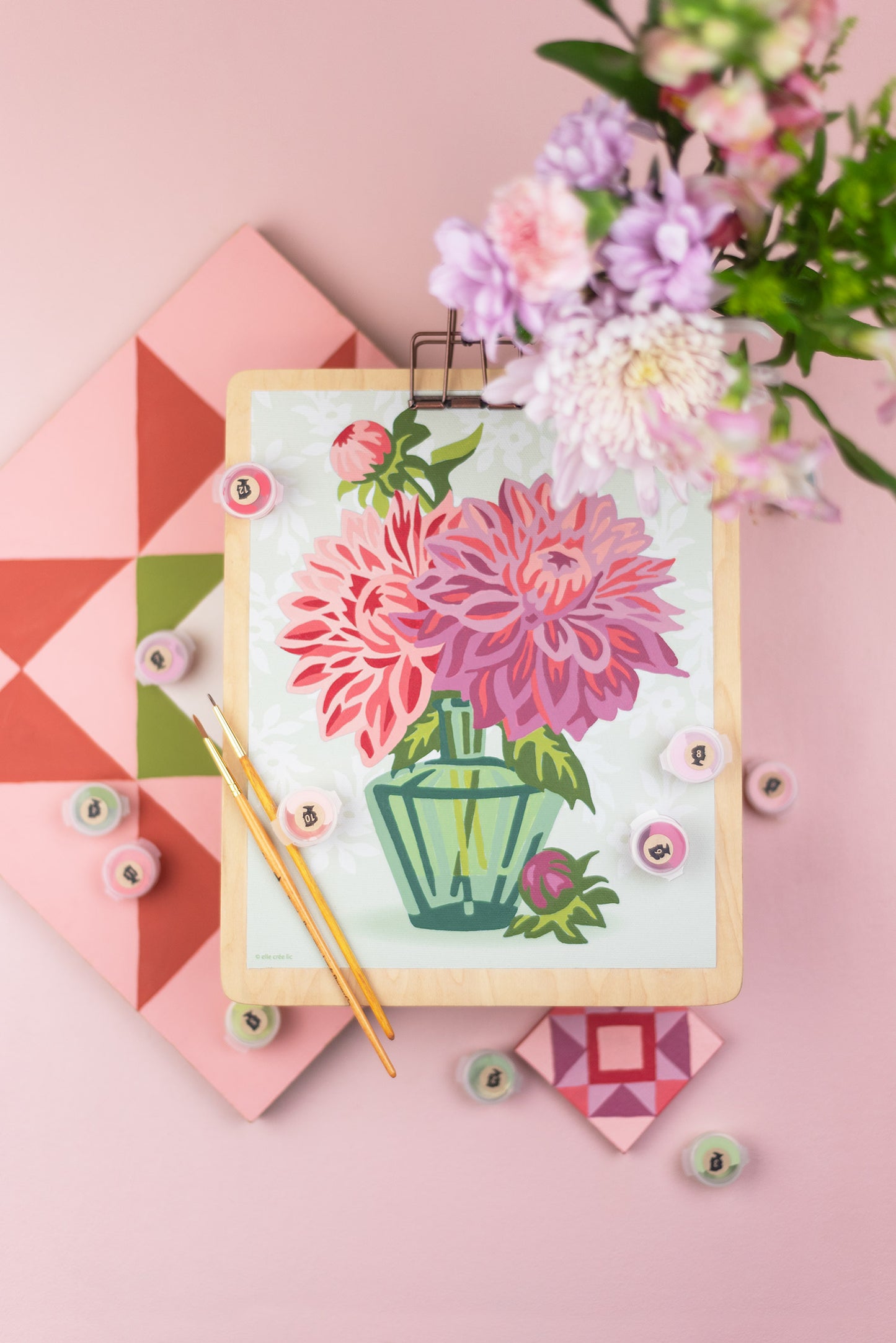 Dahlias in Vase 8x10 paint-by-number kit