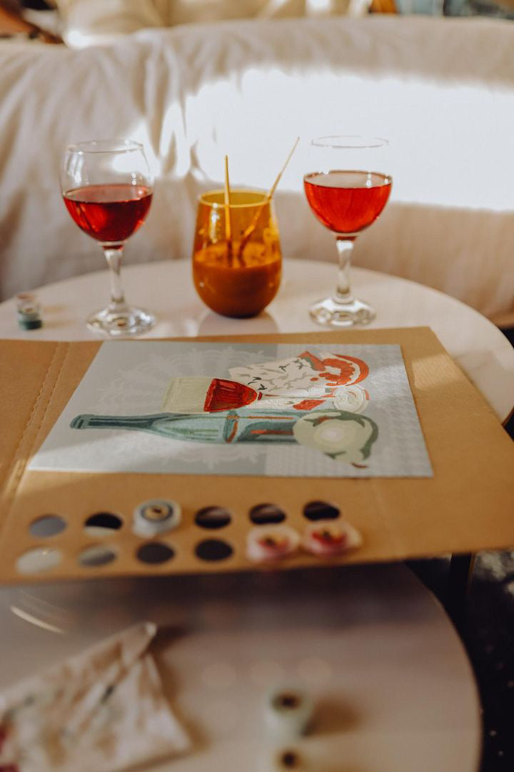 Wine & Cheese Still Life | 8x10 paint-by-number kit - Elle Crée