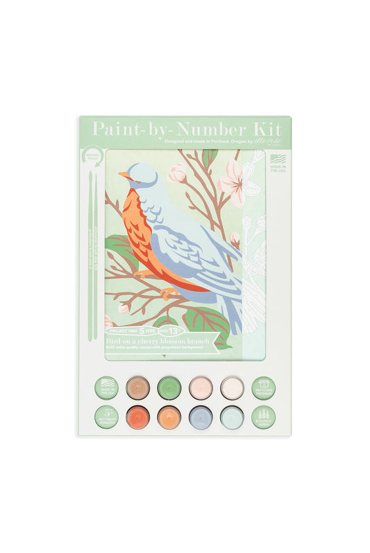 Bird on a Cherry Blossom Branch | 8x10 paint-by-number kit - Elle Crée