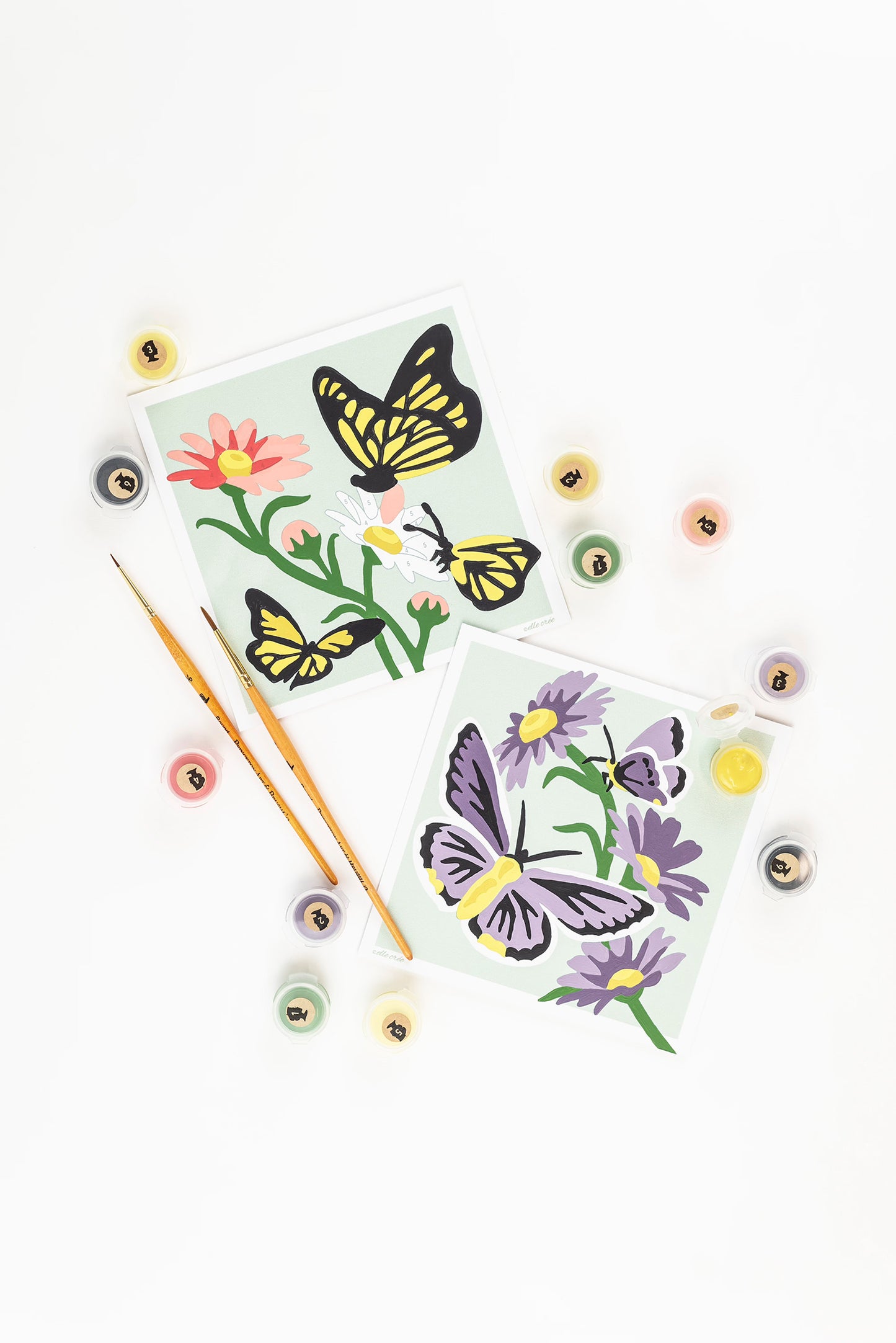 Butterflies (yellow) | 6x6 mini paint-by-number kit - Elle Crée