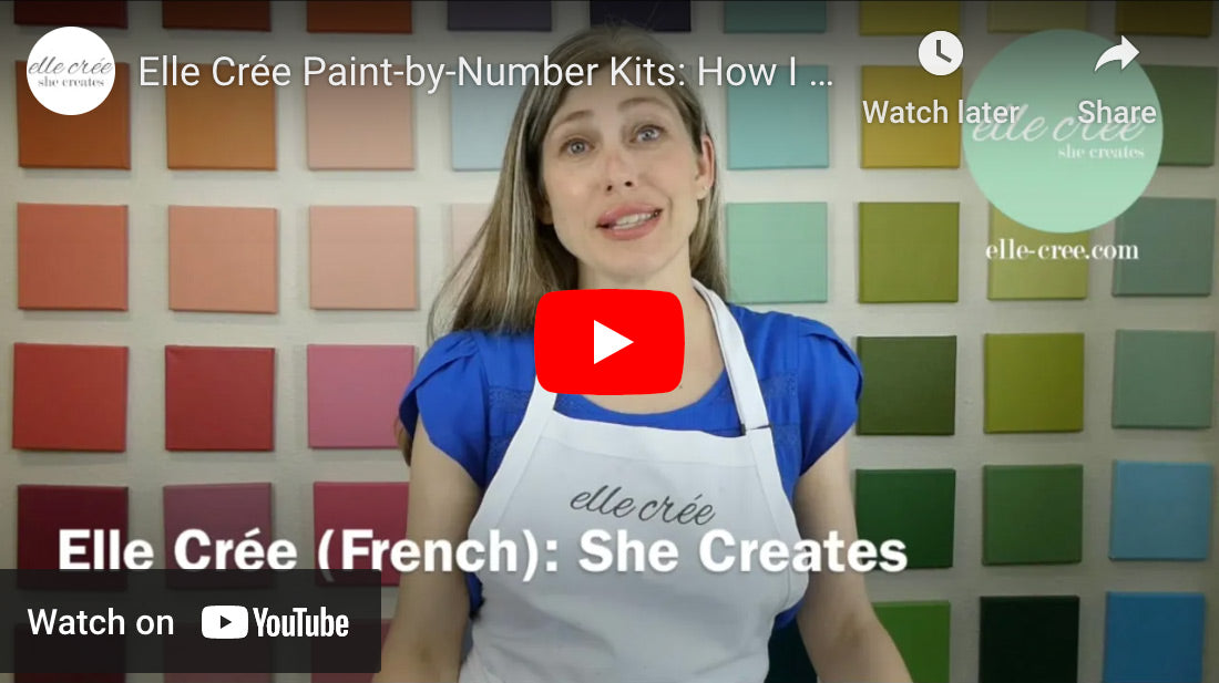 Video about Elle Crée (French): She Creates paint-by-number kits