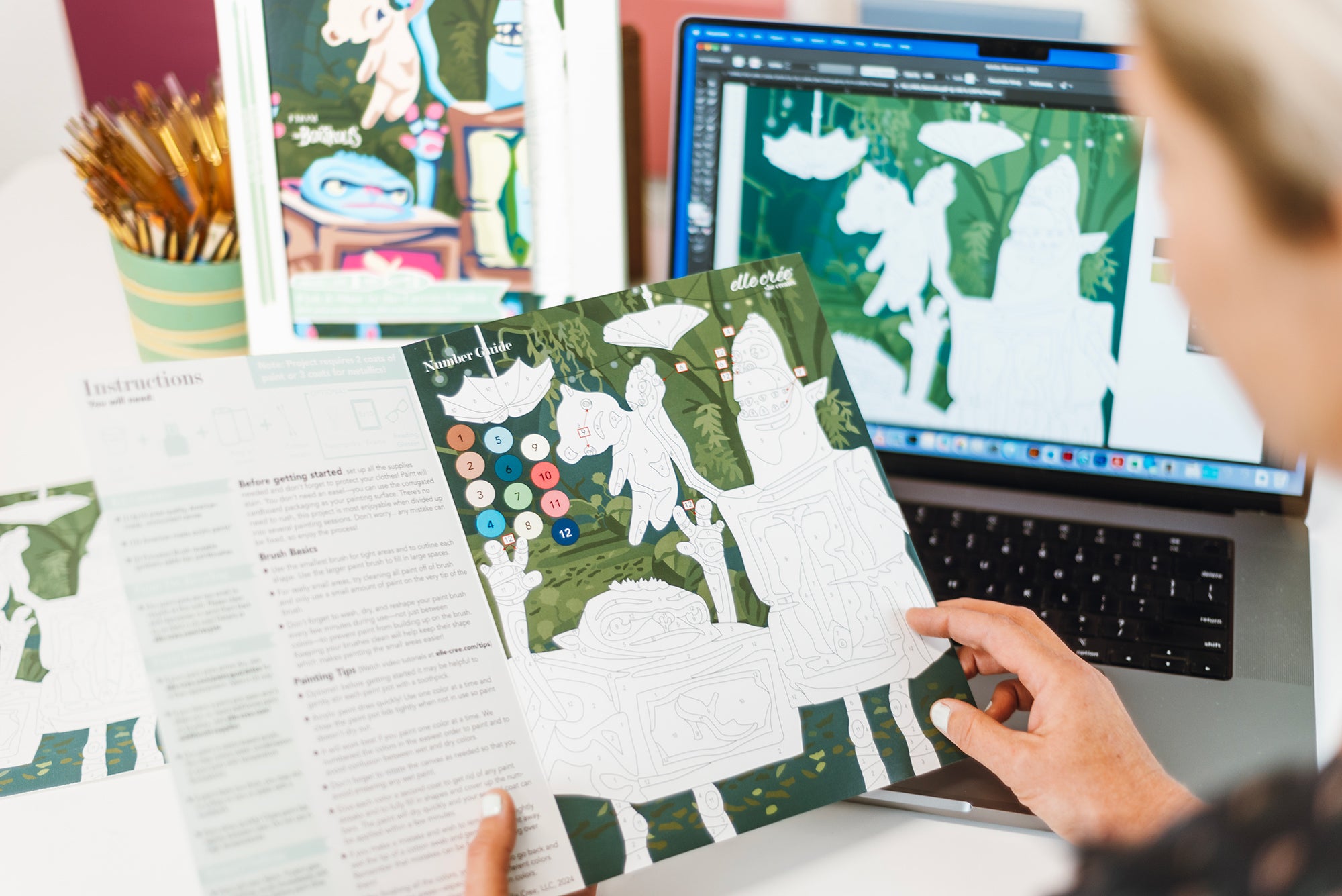 Rachel Austen works on Boxtrolls Paint-by-Number Kit for LAIKA Studios.