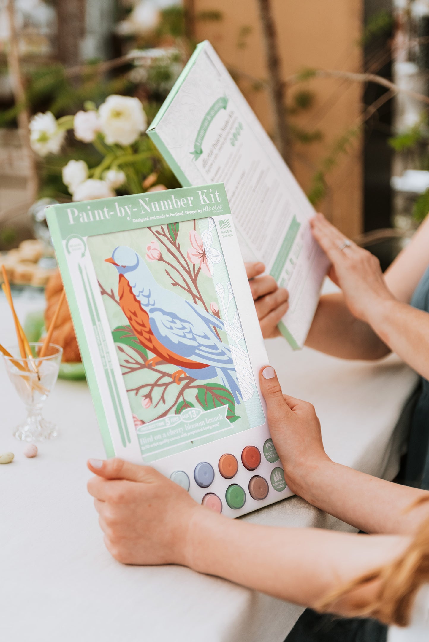 Bird on a Cherry Blossom Branch | 8x10 paint-by-number kit - Elle Crée