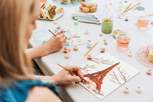 Eiffel Tower with Cherry Blossoms | 8x10 paint-by-number kit - Elle Crée