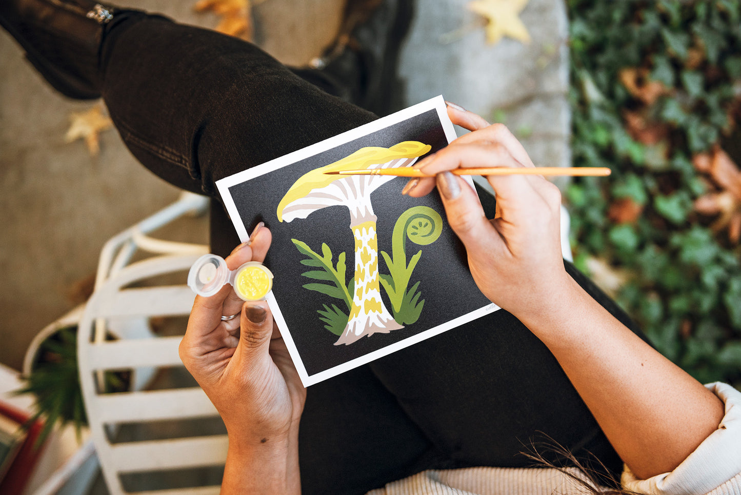 Fawn Mushrooms | 6x6 mini paint-by-number kit - Elle Crée