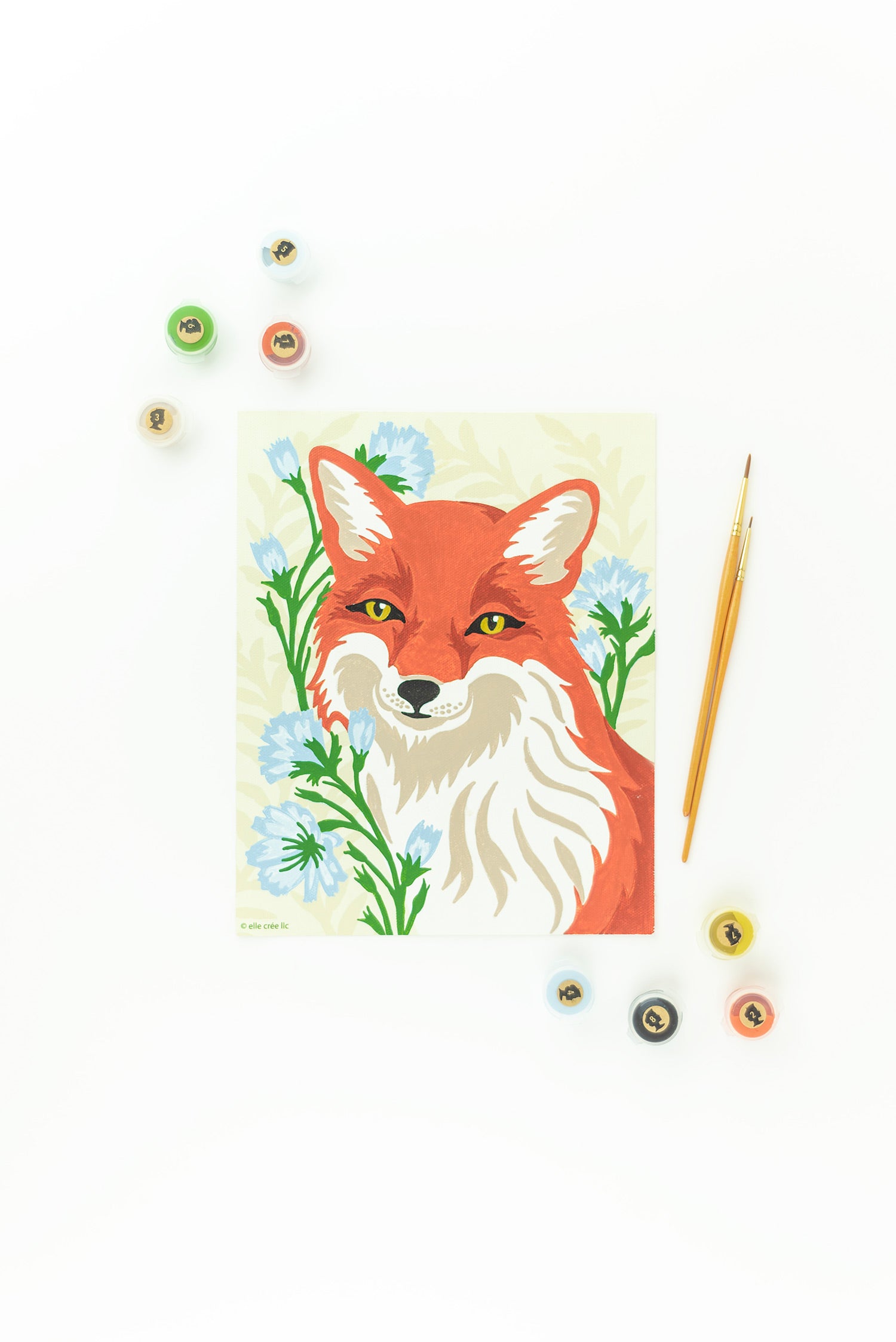 Fox with Chicory | 8x10 paint-by-number kit - Elle Crée