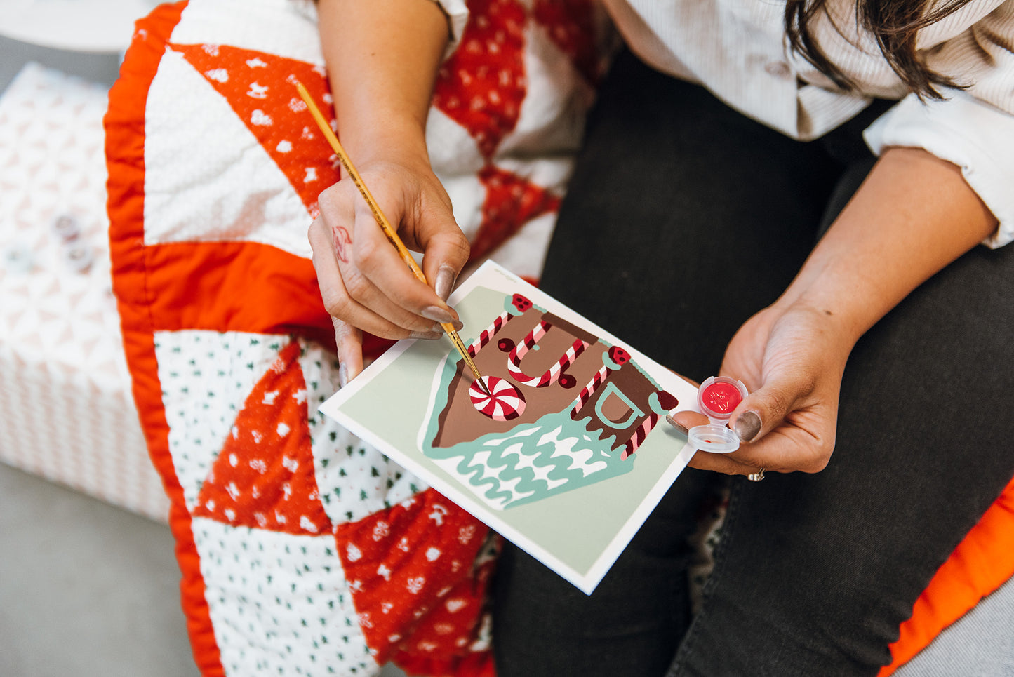 Gingerbread House | 6x6 mini paint-by-number kit - Elle Crée