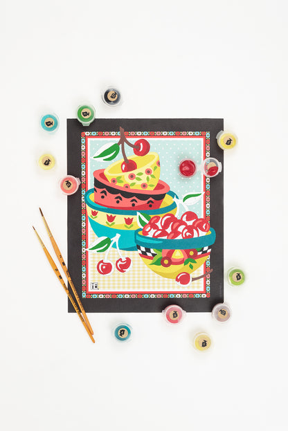 Mary's Cherries | Mary Engelbreit 8x10 paint-by-number kit - Elle Crée