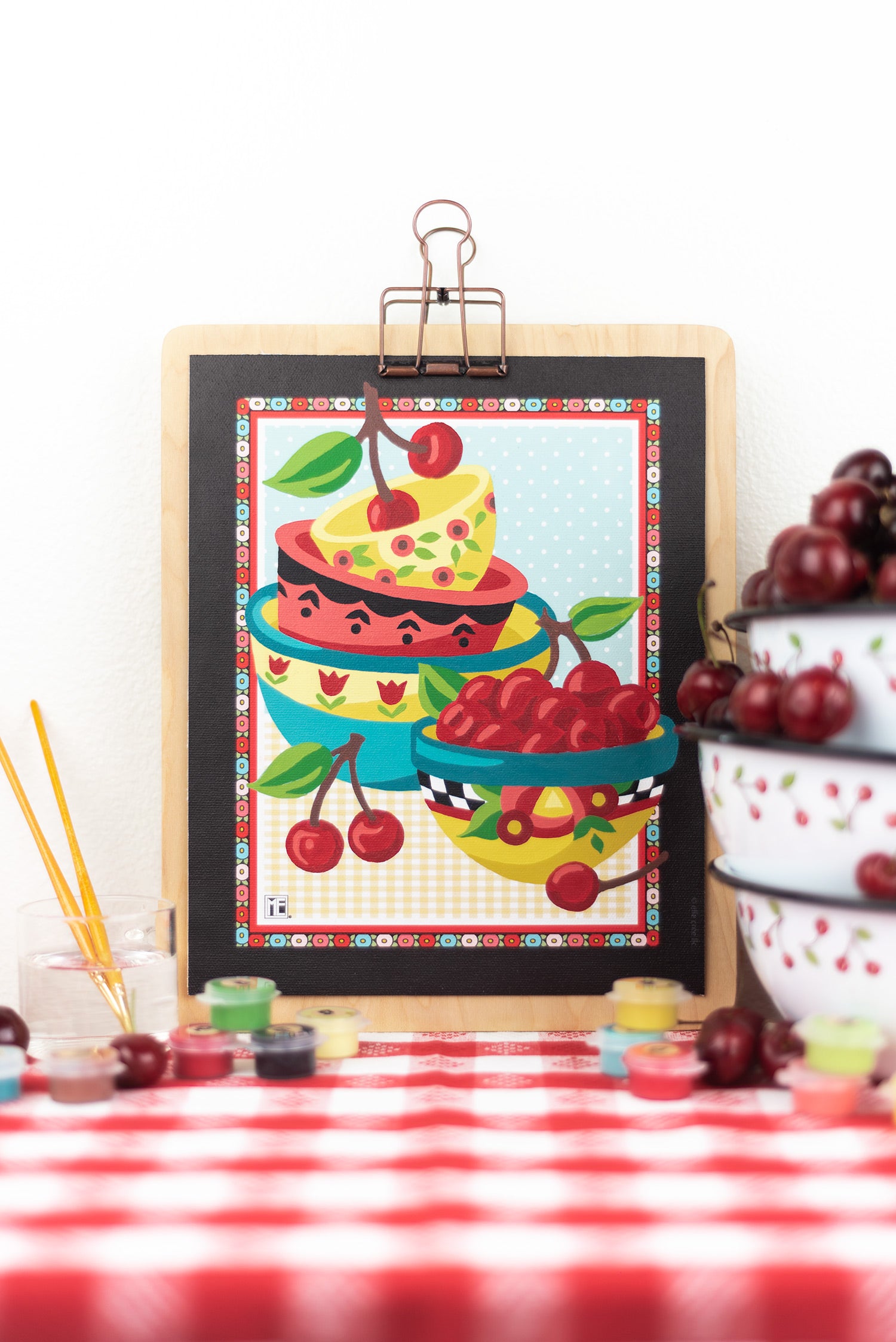 Mary's Cherries | Mary Engelbreit 8x10 paint-by-number kit - Elle Crée