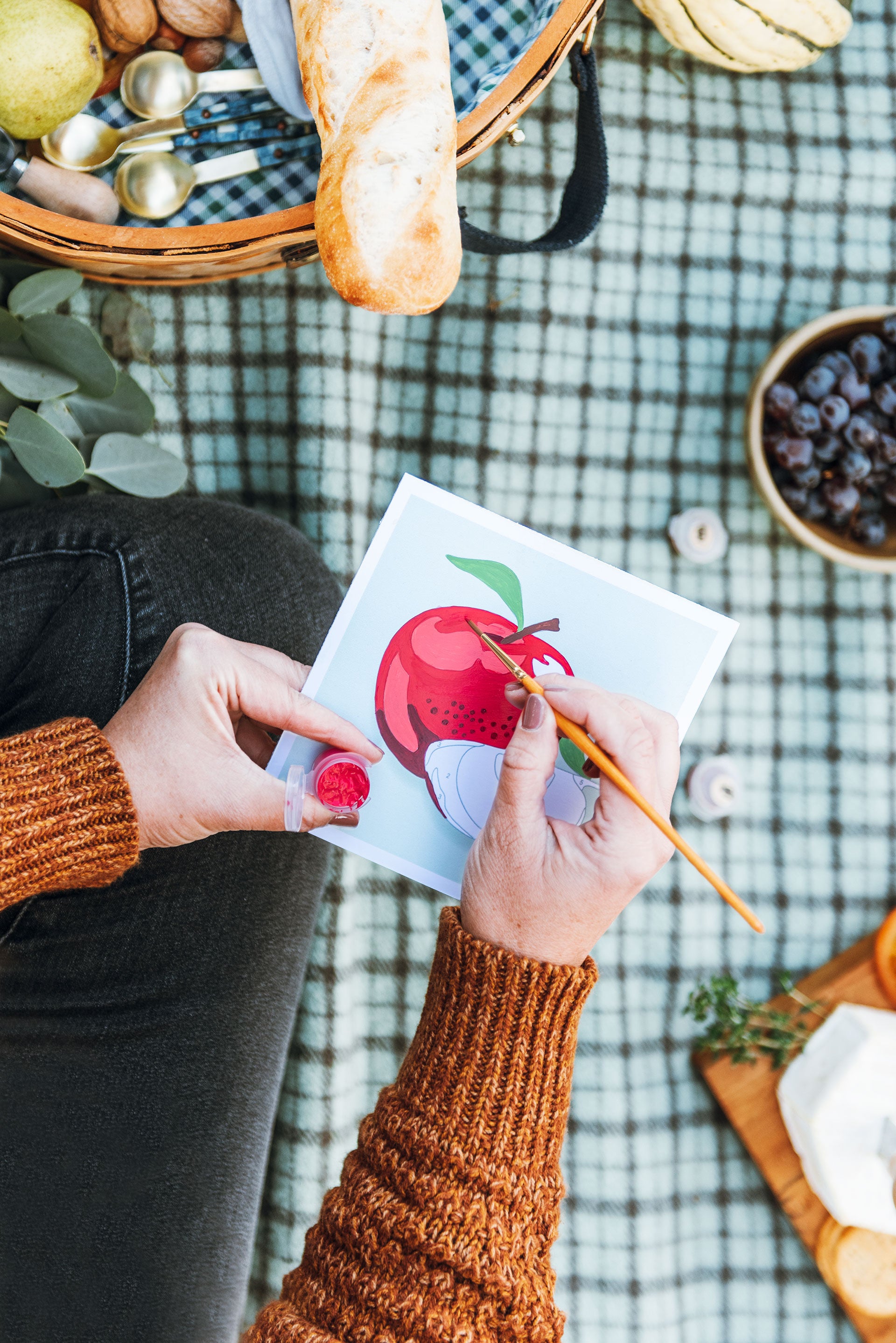 Apples | 6x6 mini paint-by-number kit - Elle Crée