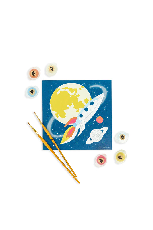 Rocket to the Moon | 6x6 mini paint-by-number kit for kids - Elle Crée