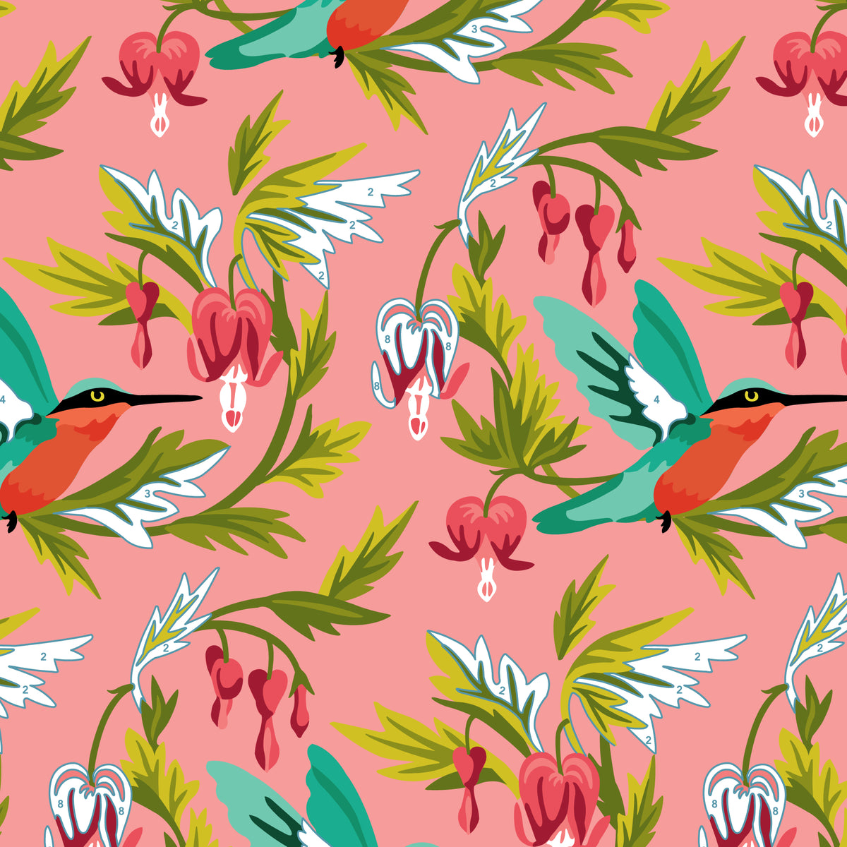 Bleeding Heart Buffet | Organic Quilters Cotton
