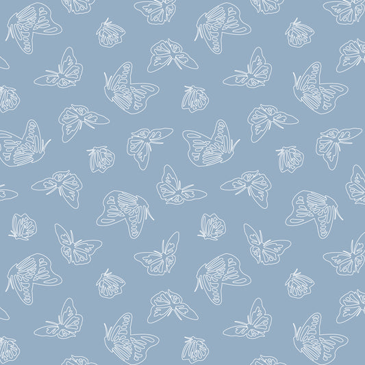Papillon Parade Blue | Organic Quilters Cotton
