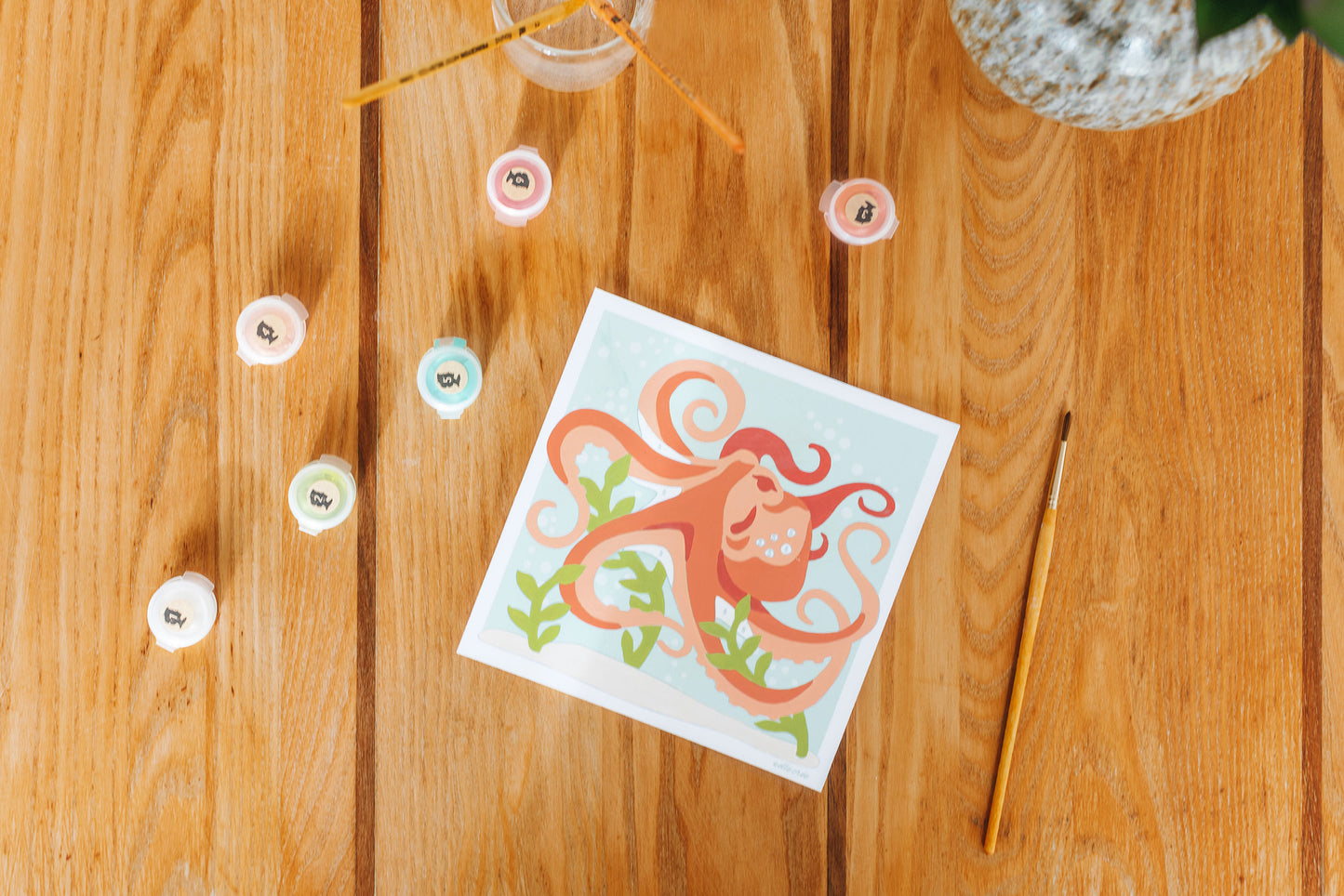Kids Optimistic Octopus | 6x6 mini paint-by-number kit - Elle Crée