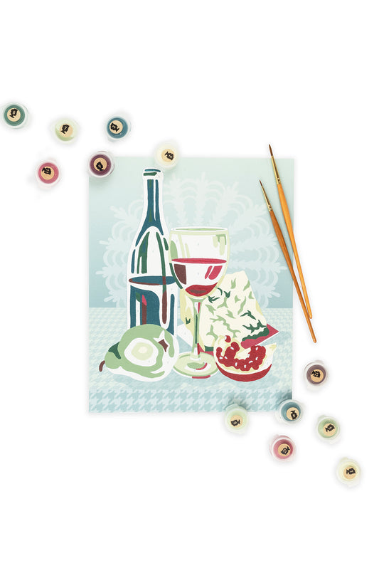 Wine & Cheese Still Life | 8x10 paint-by-number kit - Elle Crée