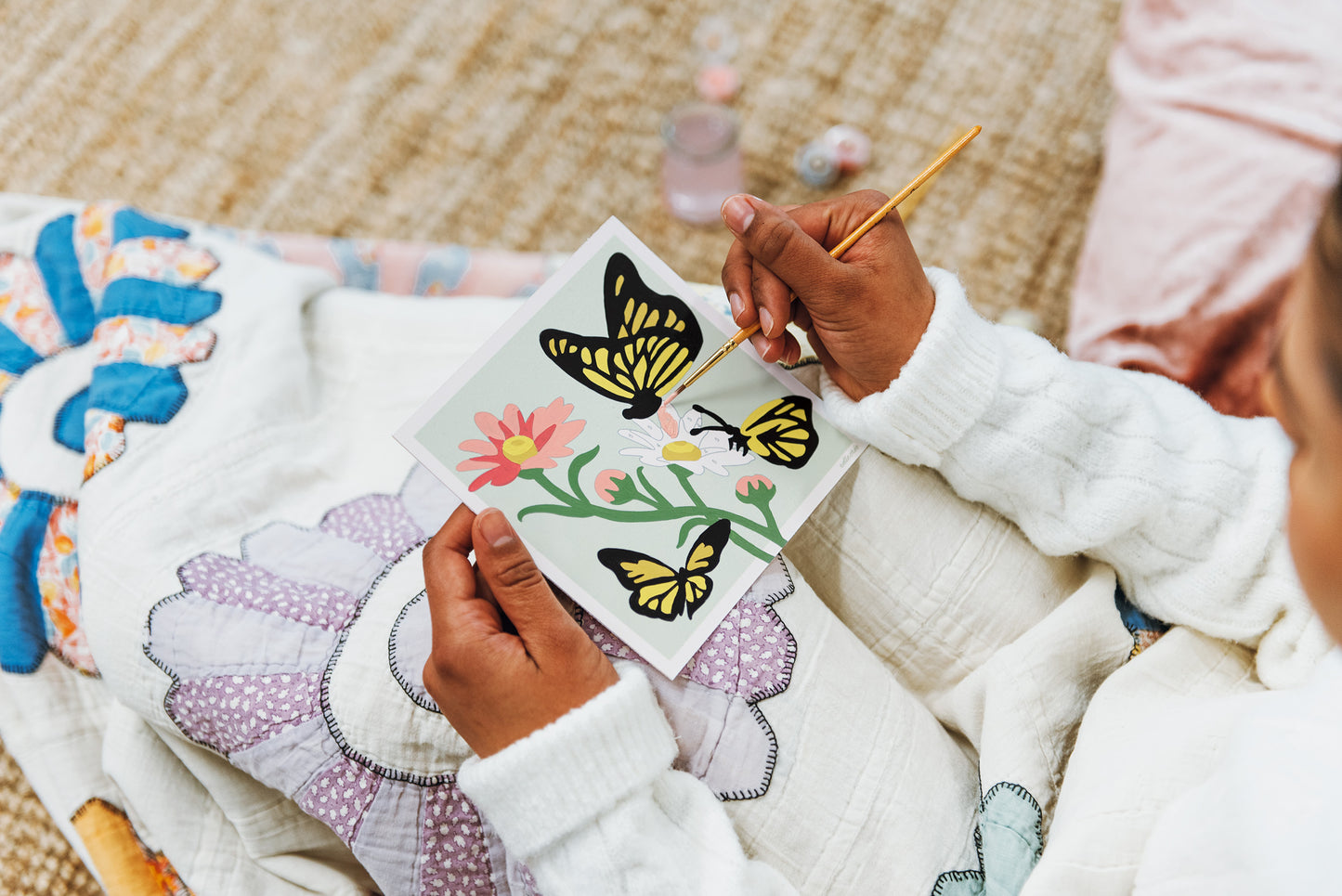 Butterflies (yellow) | 6x6 mini paint-by-number kit - Elle Crée