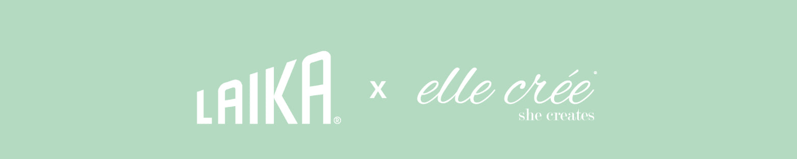 LAIKA Studios logo X Elle Crée (she creates) logo indicating a collaboration between the two companies.