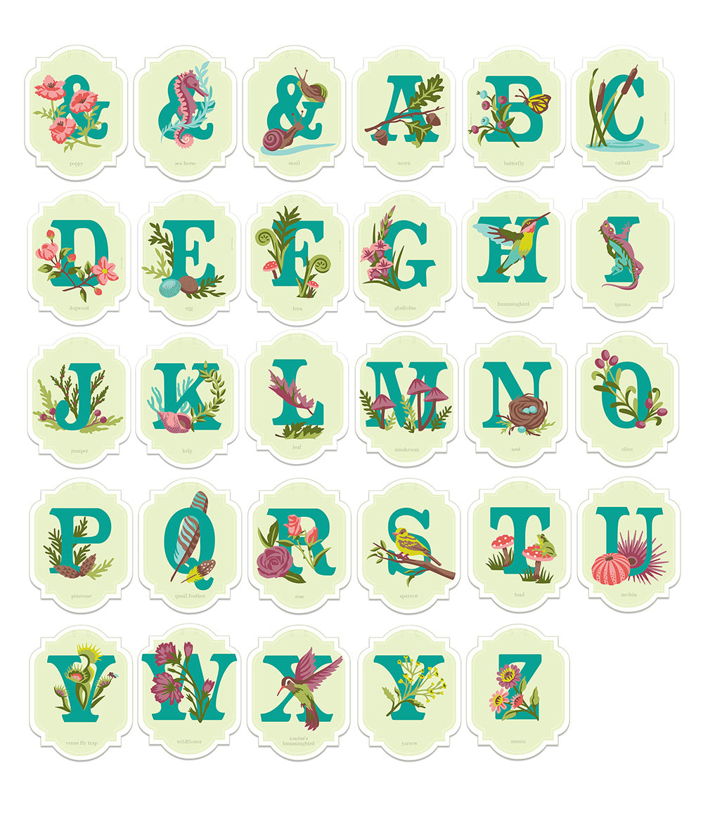 Alphabet Nature Cards | custom banner paint-by-number kit - Elle Crée