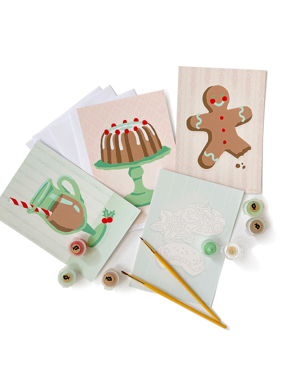 Holiday Sweets | 5x7 card set paint-by-number kit - Elle Crée