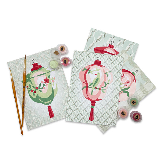 Vintage Lanterns | 5x7 card set paint-by-number kit - Elle Crée