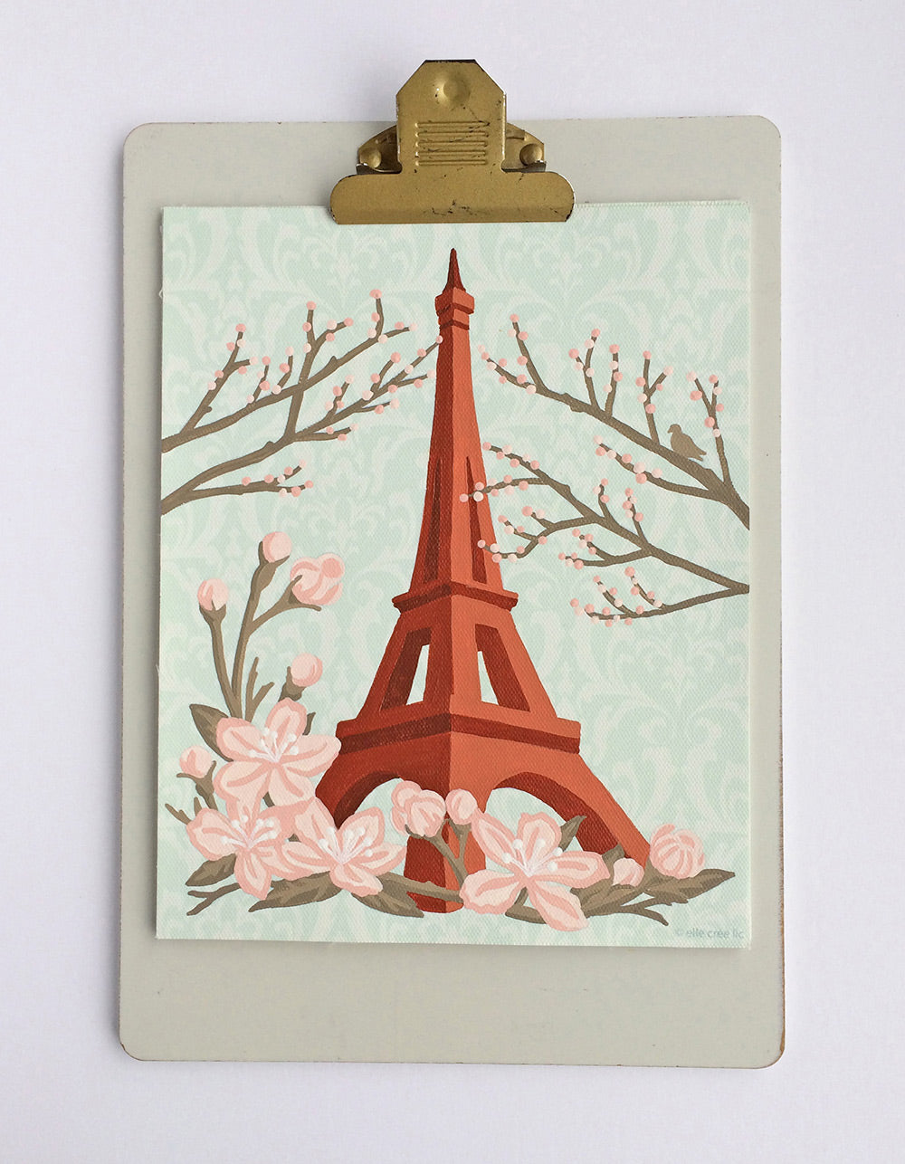 Eiffel Tower with Cherry Blossoms | 8x10 paint-by-number kit - Elle Crée