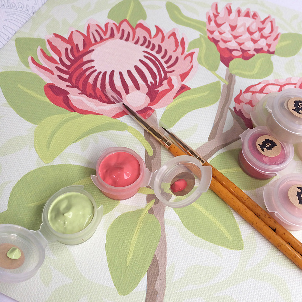King Protea Blooms | 8x10 paint-by-number kit - Elle Crée