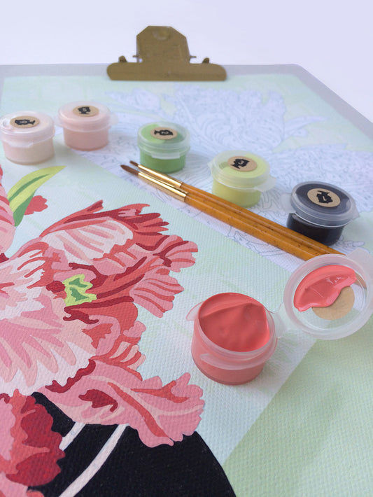 Parrot Tulips in a Vase | 8x10 paint-by-number kit - Elle Crée