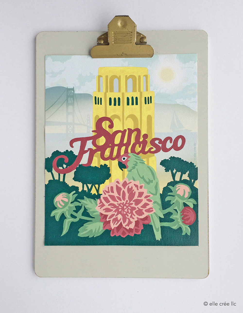 Parrot at Coit Tower | 8x10 paint-by-number kit - Elle Crée