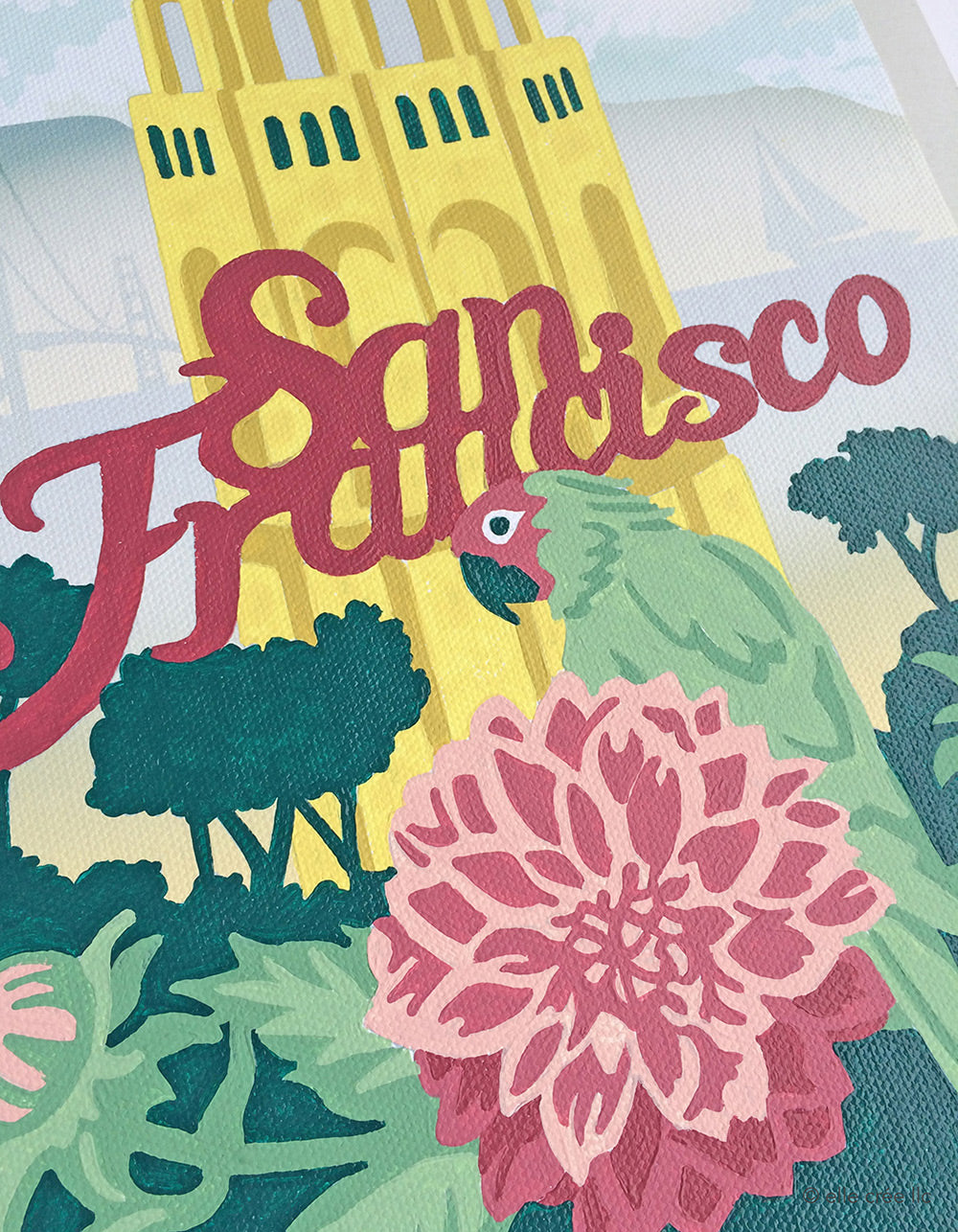 Parrot at Coit Tower | 8x10 paint-by-number kit - Elle Crée