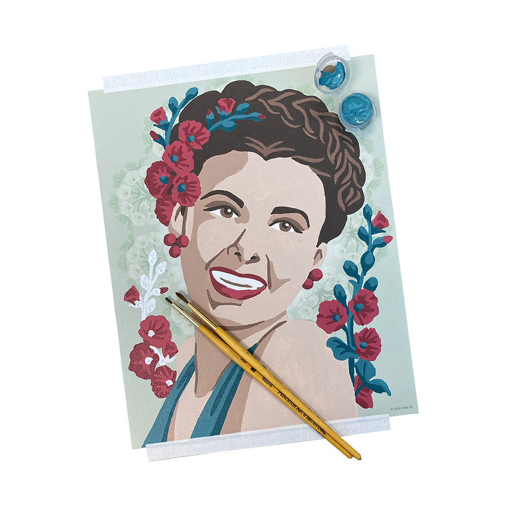 Lena with Hollyhocks | 8x10 paint-by-number kit - Elle Crée