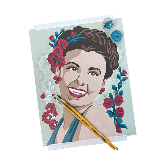 Lena with Hollyhocks | 8x10 paint-by-number kit - Elle Crée