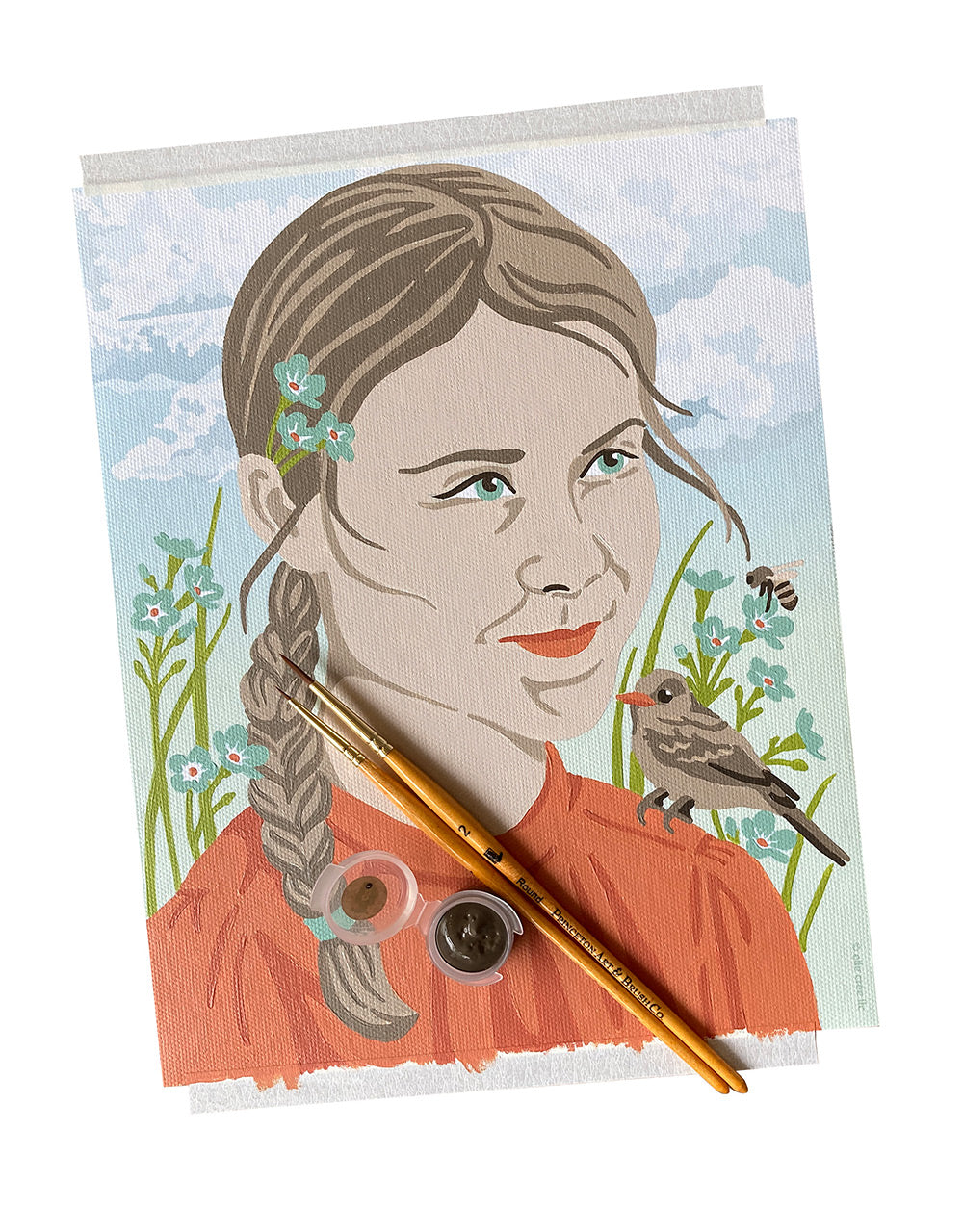 Greta with Sparrow | 8x10 paint-by-number kit - Elle Crée