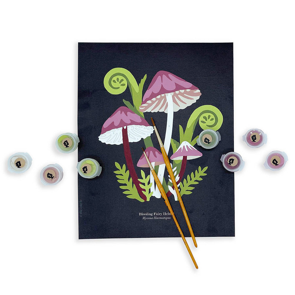 Bleeding Fairy Helmet Mushrooms | 8x10 paint-by-number kit - Elle Crée