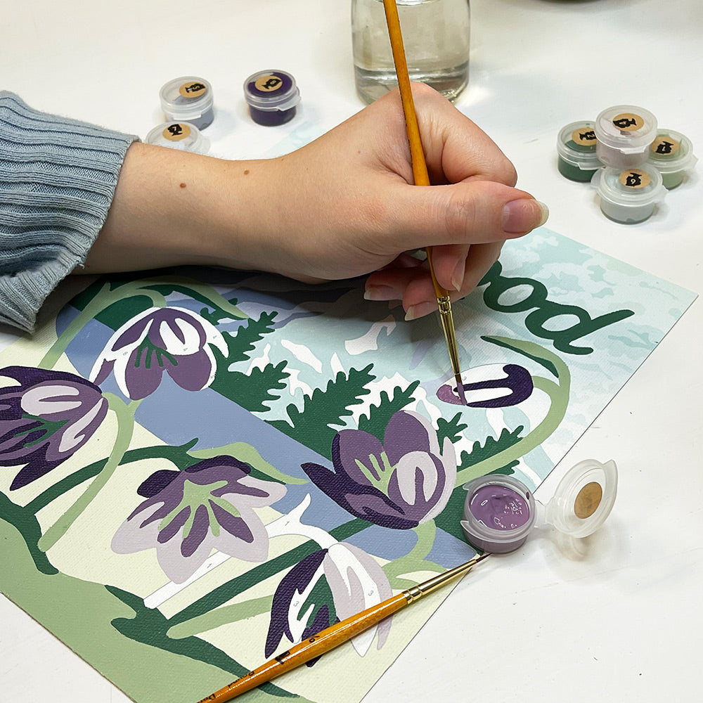 Mt. Hood with Fritillaria | 8x10 paint-by-number kit - Elle Crée