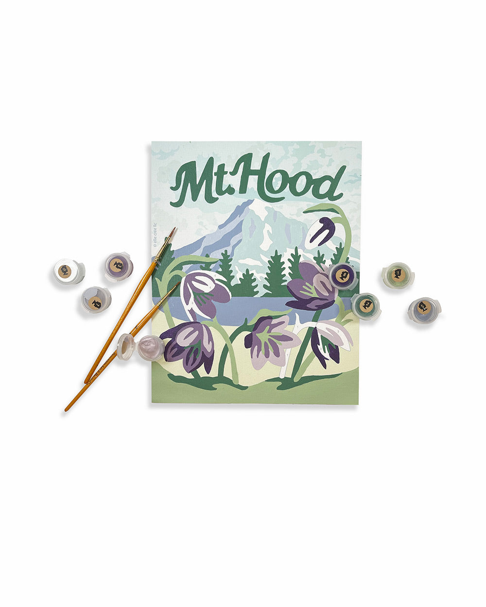 Mt. Hood with Fritillaria | 8x10 paint-by-number kit - Elle Crée