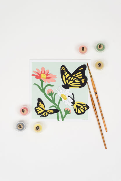 Butterflies (yellow) | 6x6 mini paint-by-number kit - Elle Crée