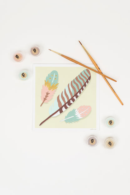 Feathers | 6x6 mini paint-by-number kit - Elle Crée