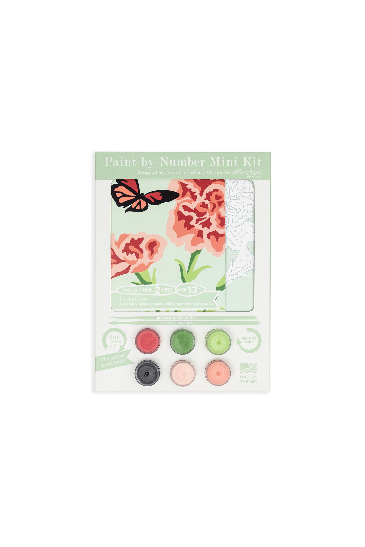 Carnations | 6x6 mini paint-by-number kit - Elle Crée