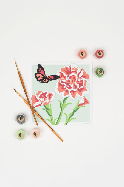 Carnations | 6x6 mini paint-by-number kit - Elle Crée