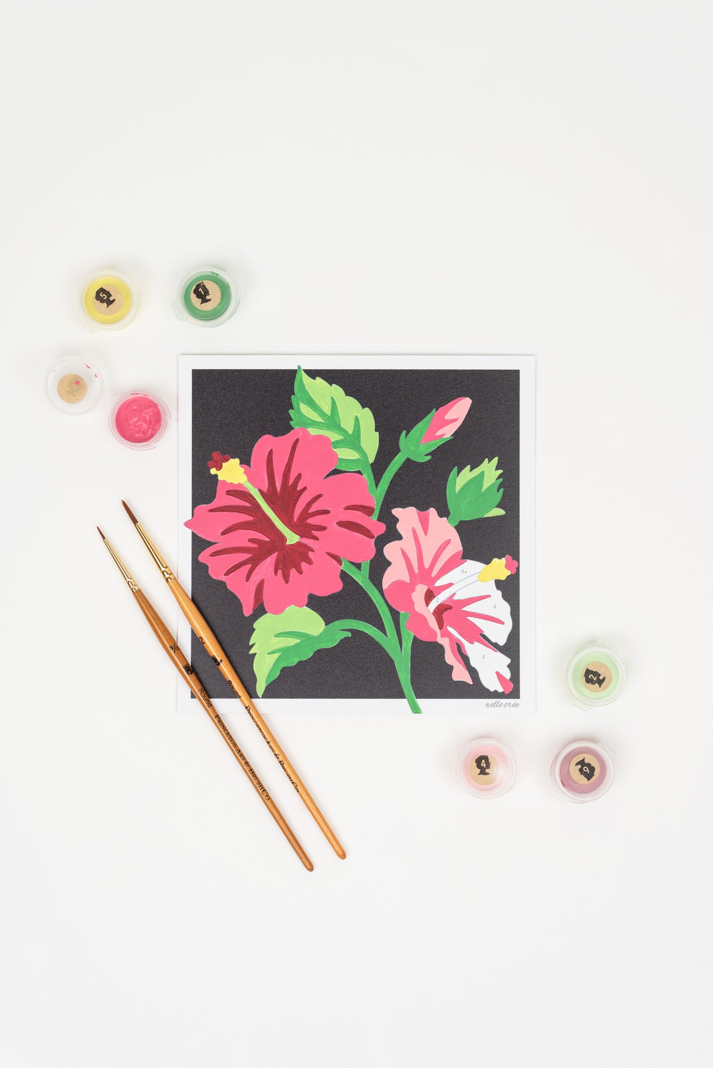 Hibiscus | 6x6 mini paint-by-number kit - Elle Crée