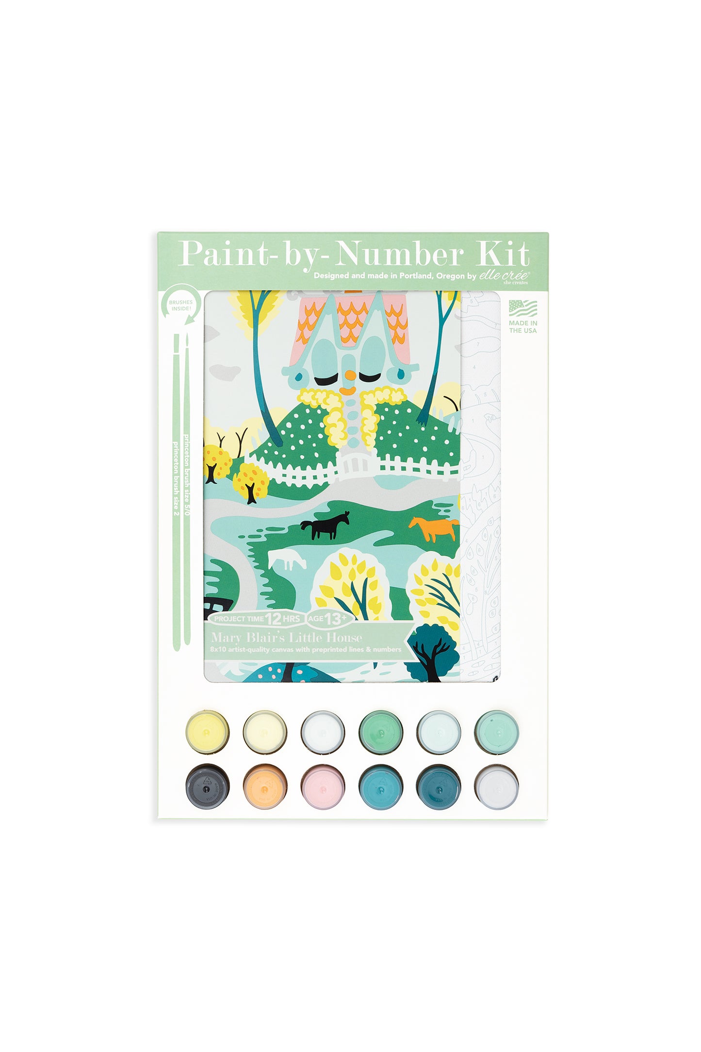 Mary Blair's Little House 8x10 Paint-by-Number Kit in Packaging against a white background.