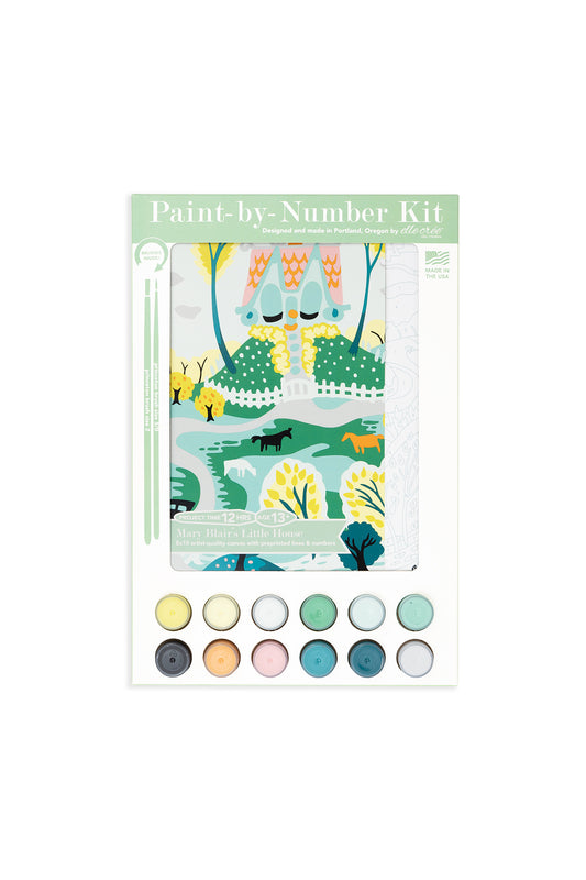 Mary Blair's Little House 8x10 Paint-by-Number Kit in Packaging against a white background.