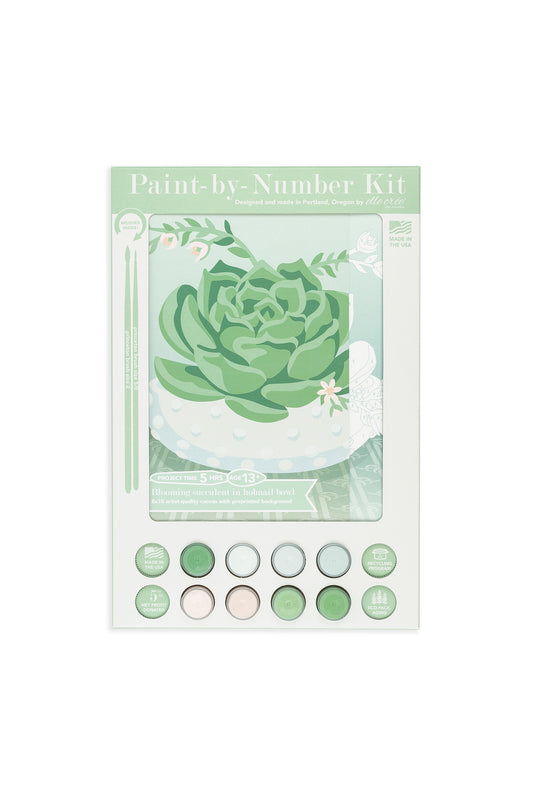 Blooming Succulent in Hobnail Bowl | 8x10 paint-by-number kit - Elle Crée
