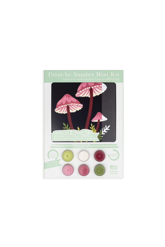 Bleeding Fairy Helmet Mushrooms | 6x6 mini paint-by-number kit - Elle Crée
