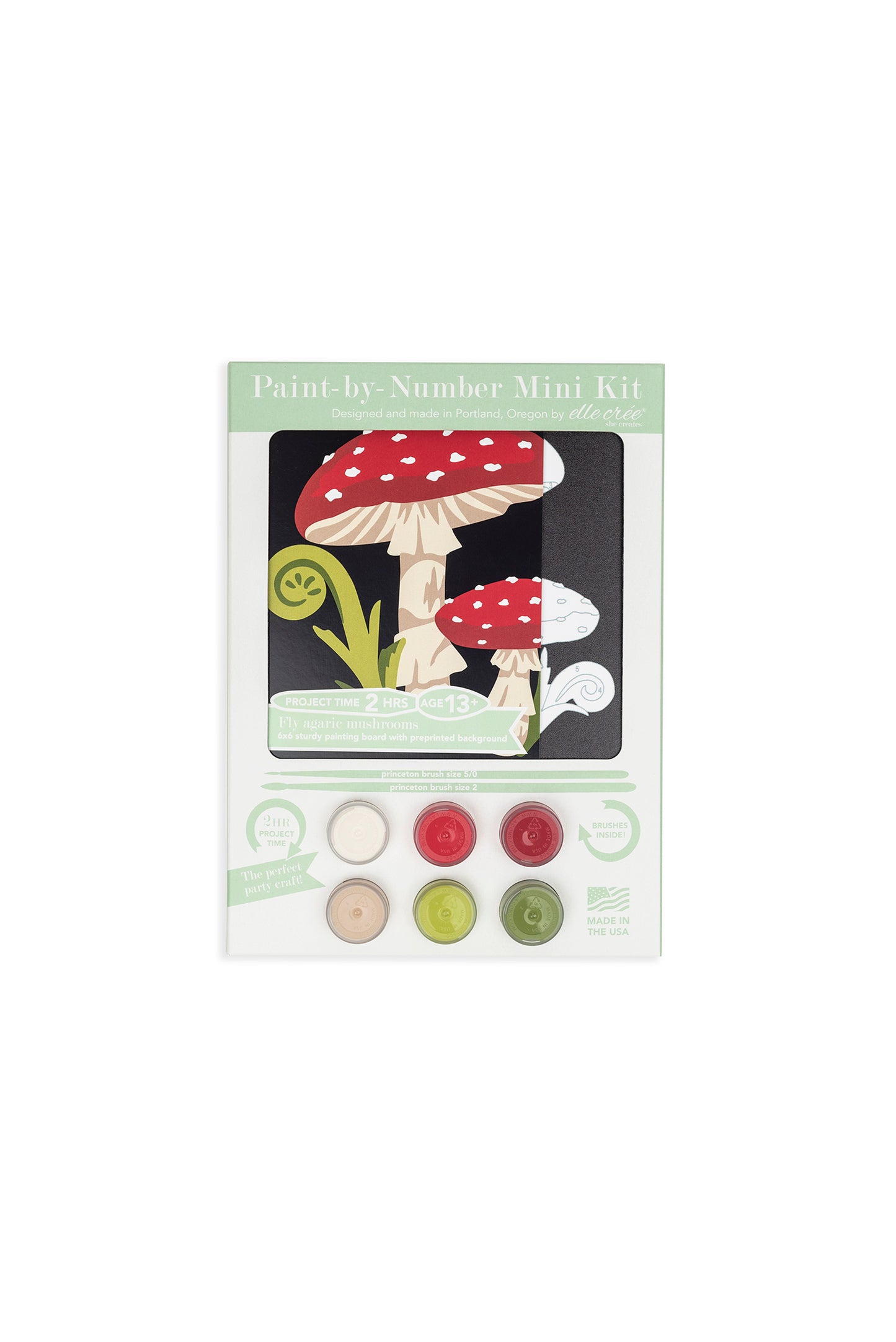 Fly Agaric Mushrooms | 6x6 mini paint-by-number kit - Elle Crée