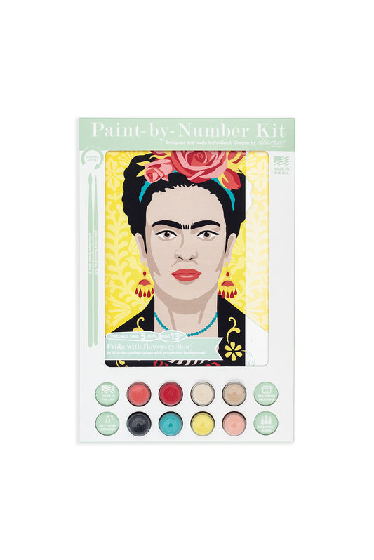 Frida with Flowers (yellow ) | 8x10 paint-by-number kit - Elle Crée