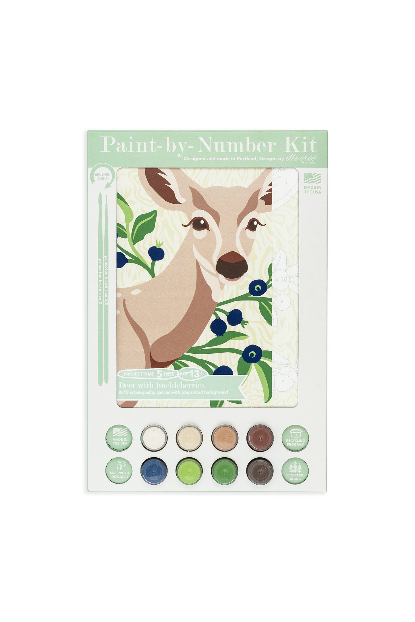 Deer with Huckleberries | 8x10 paint-by-number kit - Elle Crée