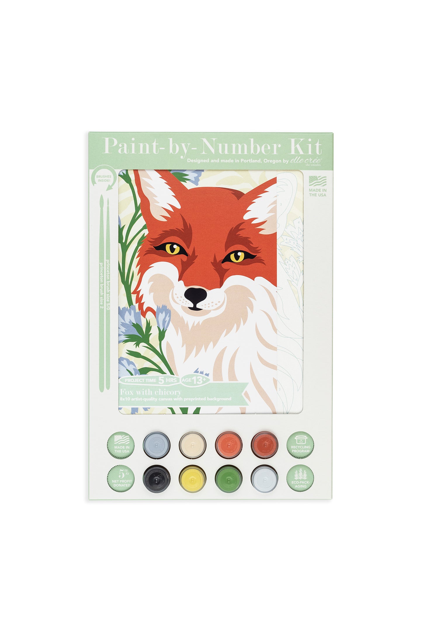 Fox with Chicory | 8x10 paint-by-number kit - Elle Crée