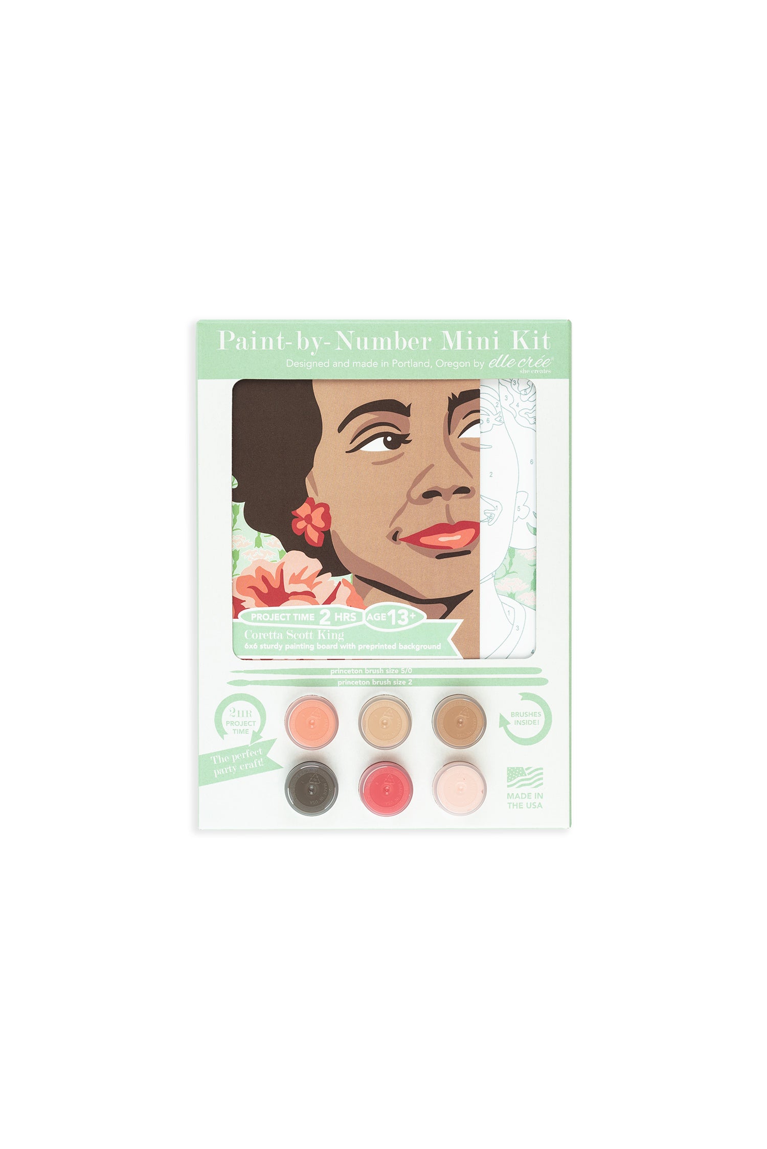 Coretta Scott King | 6x6 mini paint-by-number kit - Elle Crée