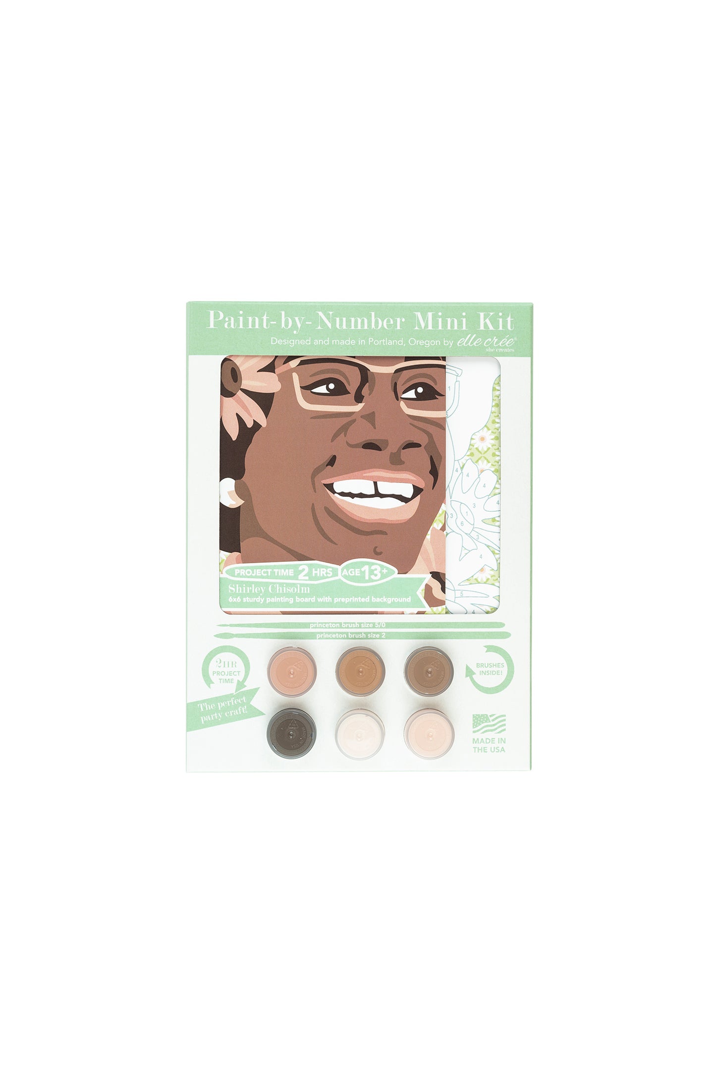Shirley Chisolm | 6x6 mini paint-by-number kit - Elle Crée
